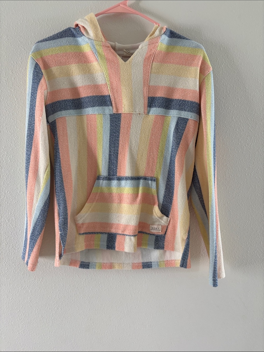 Roxy Girls' Hooded Striped Pull-On Sweater - Pink, Blue, Yellow, Cream